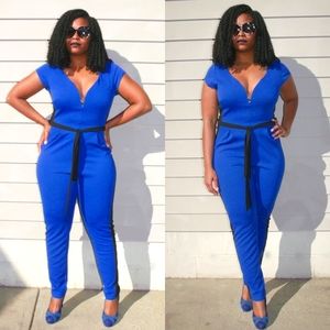 Royal Blue Belted Jumpsuit — BRAND NEW Boutique Item